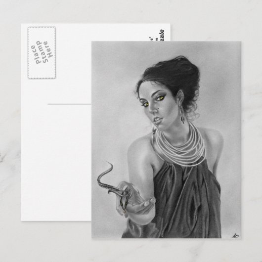 Briefkaart godin snake (Voorkant / Achterkant)
