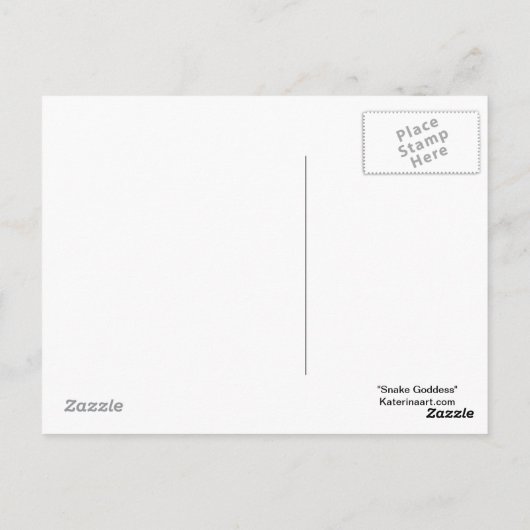 Briefkaart godin snake (Achterkant)