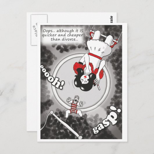 briefkaart "Goedkoper en sneller dan divorce" (Voorkant / Achterkant)