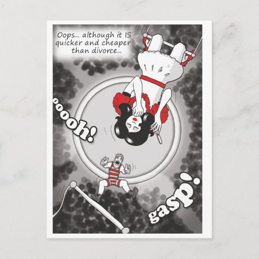 briefkaart "Goedkoper en sneller dan divorce" (Voorkant)