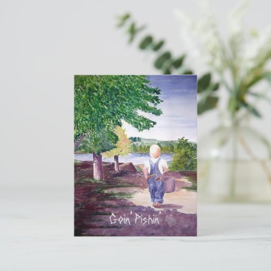 Briefkaart - Goin' Pishin' (Staand voorkant)