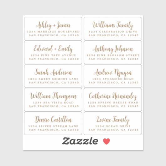 Briefkaart Gold Calligraphy Guest Adresetiketten Sticker (Vel)
