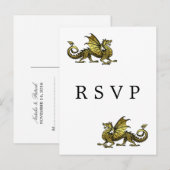 Briefkaart Gold Dragon Wedding RSVP (Voorkant / Achterkant)