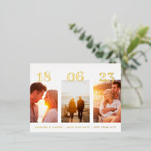 Briefkaart GOLD Drie QR-fotoCODE opslaan Datum (Staand Voorkant)