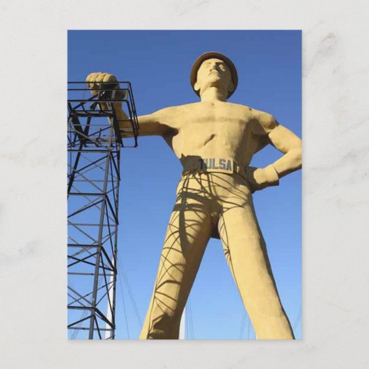 Briefkaart Golden Driller van Tulsa (Voorkant)