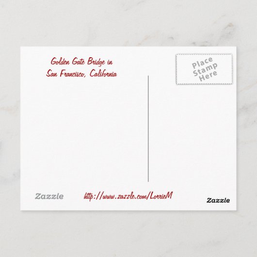 Briefkaart Golden Gate Bridge (Achterkant)