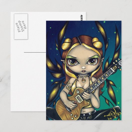 briefkaart "Golden Guitar Fairy" (Voorkant / Achterkant)
