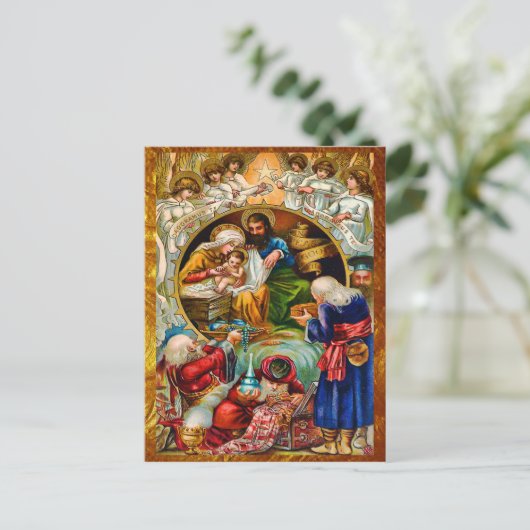 Briefkaart Golden Natitivity Scene (Staand voorkant)