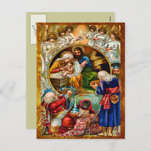 Briefkaart Golden Natitivity Scene (Voorkant / Achterkant)