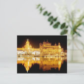 Briefkaart Golden Temple India (nacht) Punjab, Ind (Staand voorkant)
