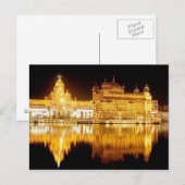 Briefkaart Golden Temple India (nacht) Punjab, Ind (Voorkant / Achterkant)