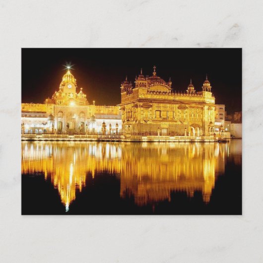 Briefkaart Golden Temple India (nacht) Punjab, Ind (Voorkant)