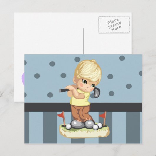 Briefkaart Golfjongen (Voorkant / Achterkant)