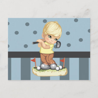Briefkaart Golfjongen