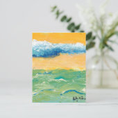 Briefkaart "golven" schilderen Kunst met de hemel (Staand voorkant)