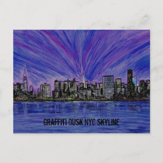 Briefkaart - Graffiti Dusk NYC Skyline (Voorkant)