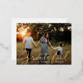 Briefkaart Grateful Script Folie Photo Thanksgivin (Voorkant / Achterkant)