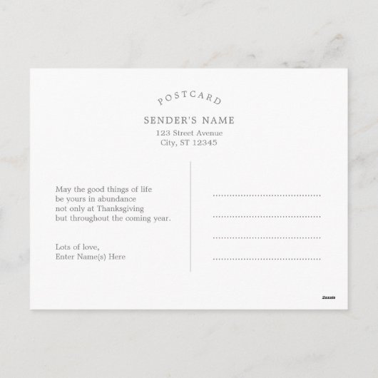 Briefkaart Grateful Script Thanksgiving Photo Card (Achterkant)