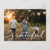 Briefkaart Grateful Script Thanksgiving Photo Card (Voorkant)
