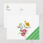 Briefkaart Green Stripe Floral (Voorkant / Achterkant)