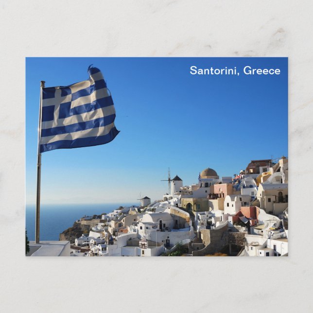 Briefkaart Griekenland met het landschap Santorini (Voorkant)