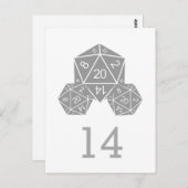 Briefkaart grijs D20-controletabel (Voorkant / Achterkant)