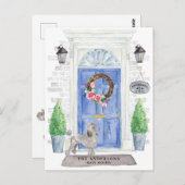 Briefkaart Grijze porseleinaankondiging (Voorkant / Achterkant)