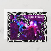 Briefkaart - grillig Abstract paardenschilderij (Voorkant / Achterkant)