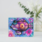 Briefkaart - grillige Abstracte vis kunst print (Staand voorkant)