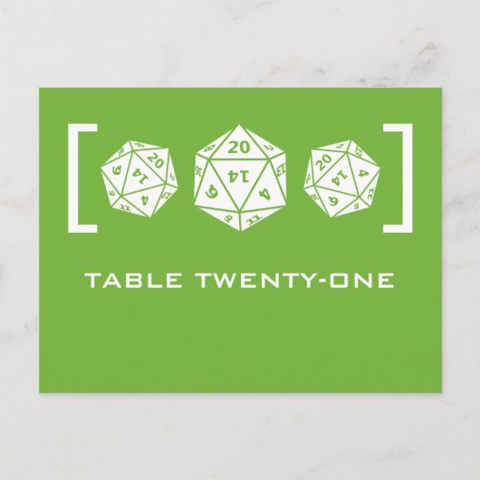 Briefkaart Groen D20-dijgamertabel (Voorkant)