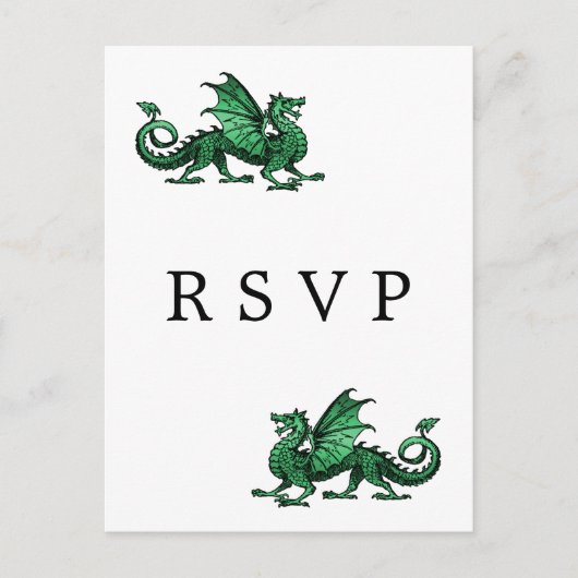 Briefkaart Groen dragon Wedding RSVP (Voorkant)