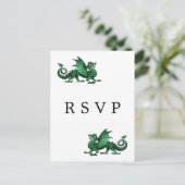 Briefkaart Groen dragon Wedding RSVP (Staand voorkant)