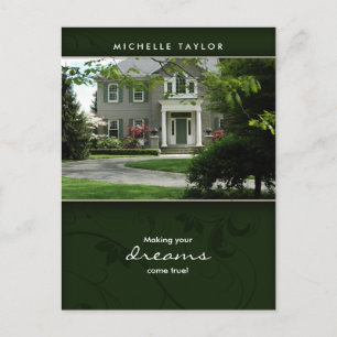 Briefkaart Groen huis van onroerend goed