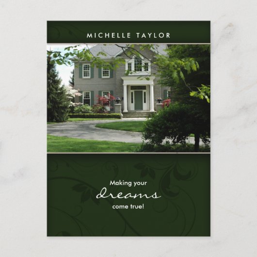 Briefkaart Groen huis van onroerend goed (Voorkant)