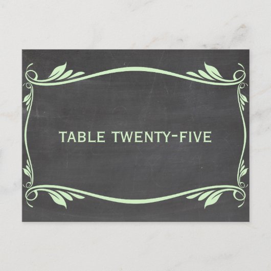 Briefkaart Groen Vlaams Chalkboard-tabelnummer (Voorkant)