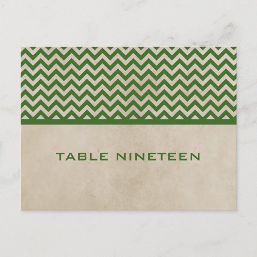 Briefkaart Groene Chic Chevron Table Number (Voorkant)
