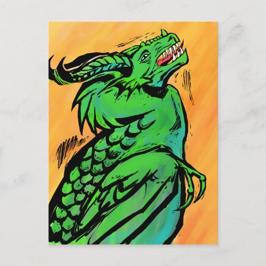 Briefkaart Groene draak (Voorkant)
