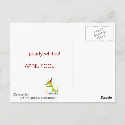 Briefkaart Groene Monster April Fool's Day (Achterkant)