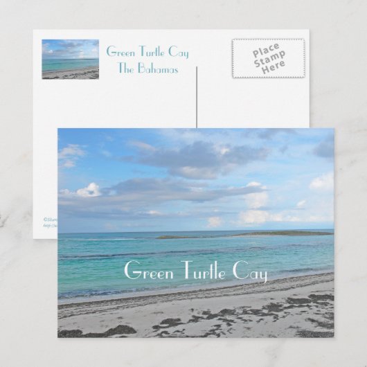 briefkaart "GROENE SCHILDPAD CAY / BAHAMA'S / ZEE, (Voorkant / Achterkant)