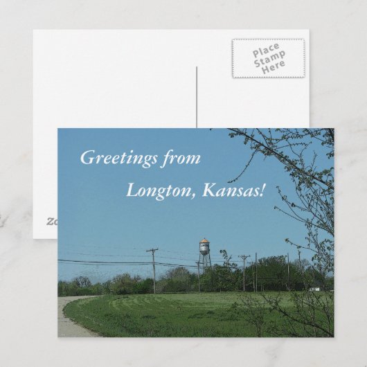 Briefkaart: Groeten uit Longton, Kansas. Briefkaart (Voorkant / Achterkant)