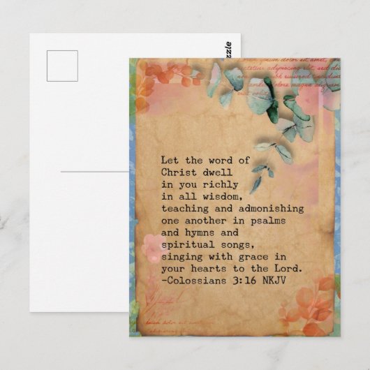 Briefkaart grootte Bijbel Verse Geheugen Kaart (Voorkant / Achterkant)