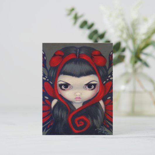 briefkaart "Grumpy Red Fairy" (Staand voorkant)