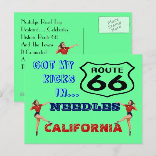 Briefkaart Haal uw pictogrammen op route 66 - weg  (Voorkant / Achterkant)