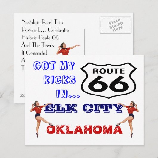 Briefkaart Haal uw pictogrammen op route 66 - weg (Voorkant / Achterkant)