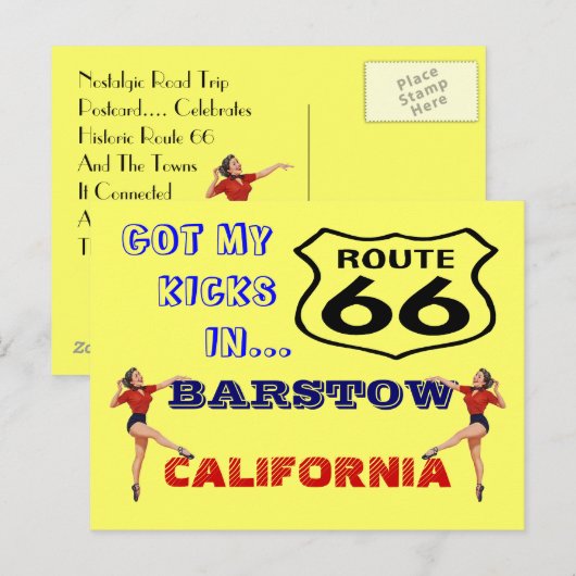 Briefkaart Haal uw pictogrammen op route 66 - weg  (Voorkant / Achterkant)