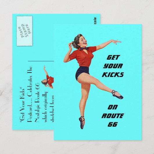 Briefkaart Haal uw pictogrammen op route 66 - weg  (Voorkant / Achterkant)