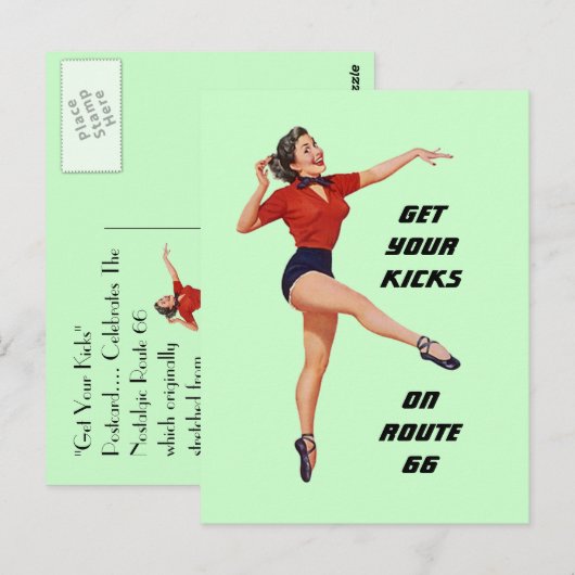 Briefkaart Haal uw pictogrammen op route 66 - weg  (Voorkant / Achterkant)