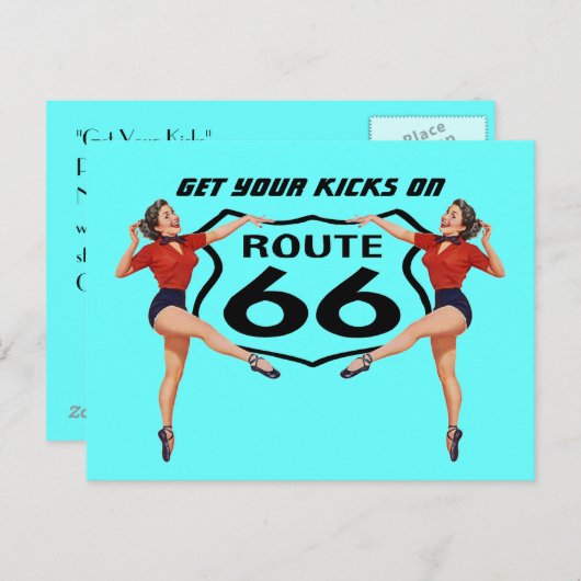 Briefkaart Haal uw pictogrammen op route 66 - weg  (Voorkant / Achterkant)