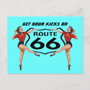 Briefkaart Haal uw pictogrammen op route 66 - weg 