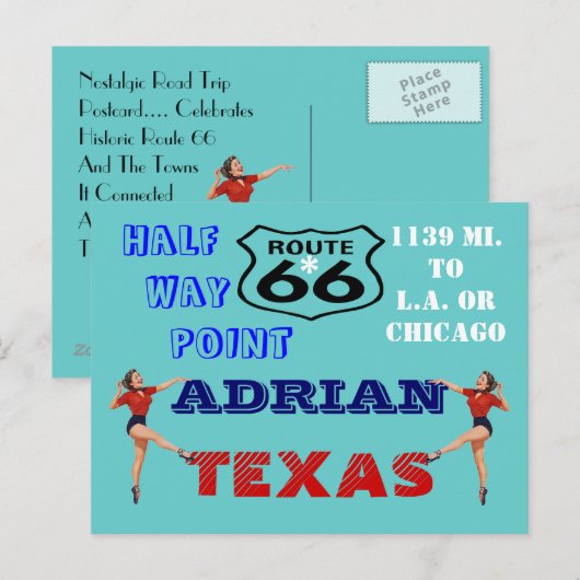 Briefkaart Haal uw pictogrammen op route 66 - weg  (Voorkant / Achterkant)